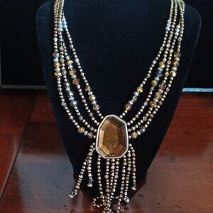 Gorgeous Topaz Brown Color Rhinstone Necklace